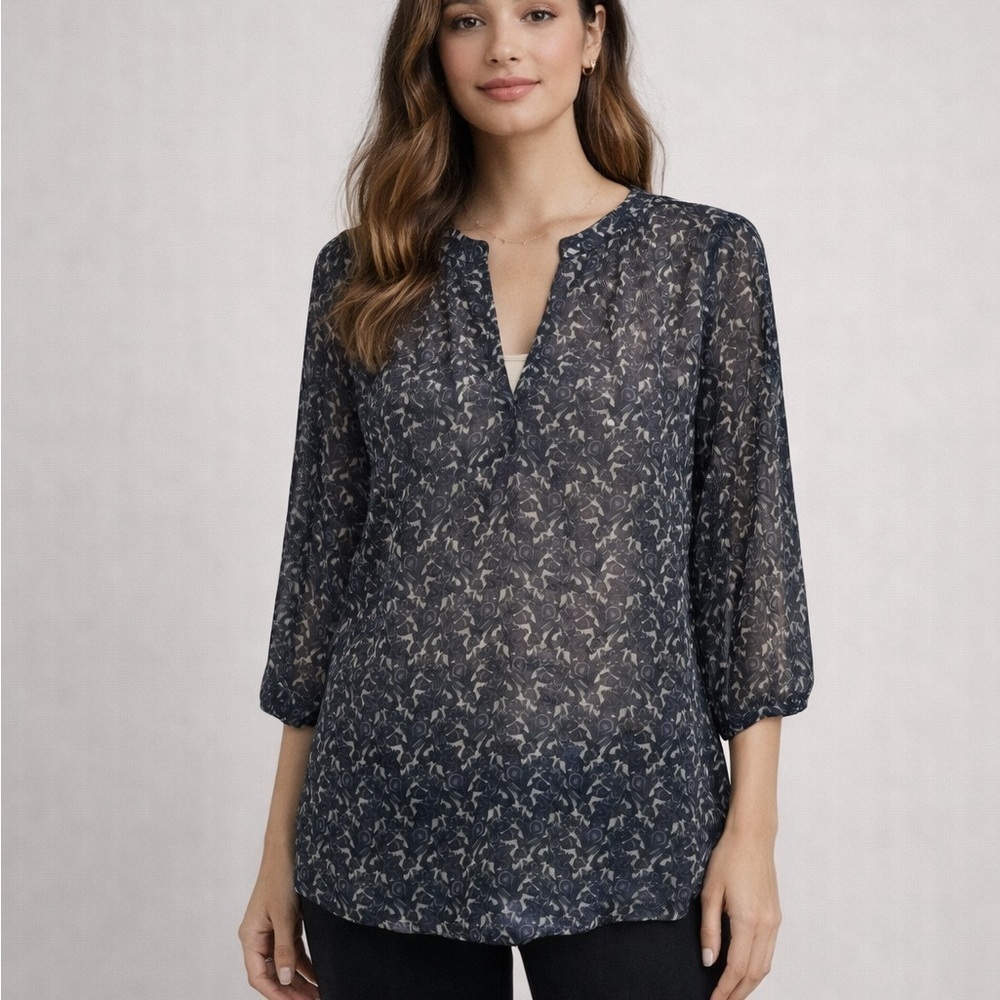 Pelonie Sheer Floral Tunic Blouse Womens Small Fairy Forest Dark Romantic Boho